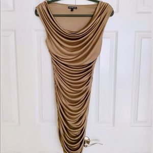 Gold Express Ruched Cocktail Dress XS
